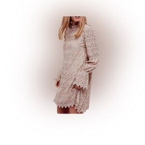 FREE PEOPLE Simone Sheer Nude Mini Dress Size Small